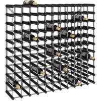 Vidaxl – Casier à bouteilles 120 bouteilles – Bois de pin massif noir – Dimensions 110 x 22,5 x 100,5 cm – Fixation murale incluse