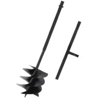 Vidaxl – Tarière manuelle 250 mm – Acier noir – Longueur totale 1 m – Pour sols durs et terrains accidentés – Confort de prise en main
