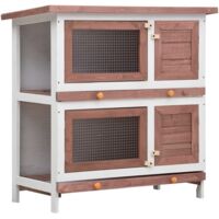 Vidaxl – Clapier d'extérieur 4 portes marron en bois de sapin – 2 étages – Toit étanche vert – Dimensions 90 x 45 x 90 cm – Pour lapins et petits animaux