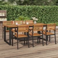 Vidaxl – Table de jardin en bois d'acacia massif 200x90x75 cm – Pieds en métal thermolaqué – Design industriel pour extérieur