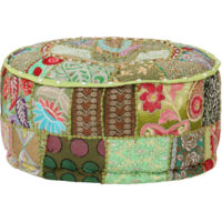Pouf rond en coton fait à la main 40 x 20 cm Vert vidaXL