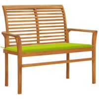 Banc de jardin avec coussin vert vif 112 cm Bois de teck massif vidaXL