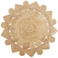 Vidaxl – Tapis kilim fait à la main en jute tressé 150 cm – Motif floral unique – Texture douce et durable – Parfait pour intérieur chic