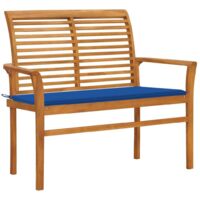 Banc de jardin et coussin bleu royal 112 cm Bois de teck massif vidaXL
