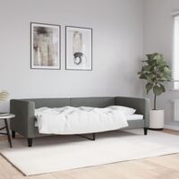 Vidaxl – Lit escamotable gris foncé 90x200 cm – Tissu 100% polyester – Cadre métal et bois massif – Accoudoirs rembourrés – Design moderne