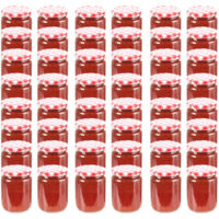 Vidaxl – Lot de 48 pots à confiture en verre 230 ml – Couvercles rouge et blanc – Large ouverture pour un remplissage facile – Conservation optimale