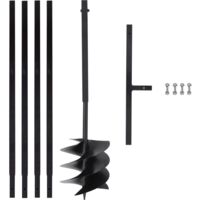 Vidaxl – Tarière manuelle 1 m avec tube d'extension 4 m – Acier super résistant – Pour aération compost et mélange sols – Longueur spirale 270 mm