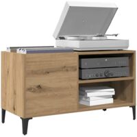 Vidaxl – Armoire à disques chêne artisanal 84,5x38x48 cm – Bois d'ingénierie – Pieds métalliques – Meuble de rangement vinyles