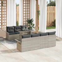 vidaXL Ensemble de canapé de jardin 8 pcs Gris clair Poly rotin
