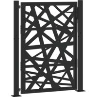 Vidaxl – Portail aluminium noir 100x125 cm – Acier galvanisé – Design découpé au laser – Système de verrouillage avec 3 clés