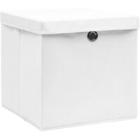 vidaXL Boîtes de rangement avec couvercles 4 pcs 28x28x28 cm Blanc