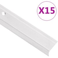 Nez de marche forme en L 15 pcs aluminium 100 cm argenté vidaXL