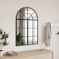 Vidaxl – Miroir mural décoratif noir 60x90 cm – Cadre en fer enduit de poudre – Film anti-éclatement – Pour espaces réduits
