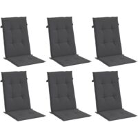vidaXL Coussins de chaise à dossier haut lot de 6 anthracite mélangé