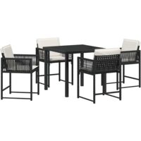 vidaXL Ensemble de salle à manger pour jardin 5 pcs Noir polyrotin