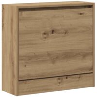 Vidaxl – Cabinet à chaussures en bois d'ingénierie – Dimensions 60 x 21 x 57 cm – 1 porte à charnières – Étagères de rangement accessibles