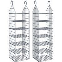 Organisateur de garde-robe suspendu avec 7 étagères 2 pcs vidaXL610245
