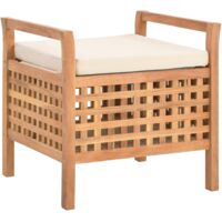 Vidaxl – Banc de rangement 49x48x49 cm en bois de noyer massif – Coussin rembourré – Compartiment de stockage ventilé – Pour couloir, chambre, salle de bain