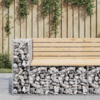Vidaxl – Banc de jardin en gabion 92x71x65,5 cm – Bois de pin massif – Acier galvanisé – Capacité 110 kg – Pour espaces extérieurs