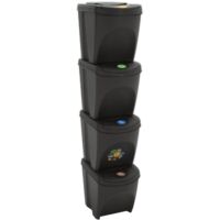 vidaXL Stackable Garbage Bin Boxes 4 pcs Grey 100 L Polypropylene