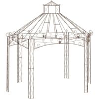 Vidaxl – Kiosque de jardin marron antique 400x258x378 cm – Fer forgé – Abri esthétique pour plantes grimpantes – Élégance vintage