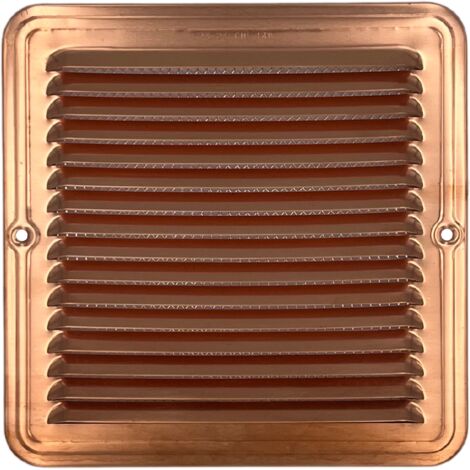 Grille d'Aération Carrée en Cuivre avec Filet Anti Insectes – 23 x 23 cm