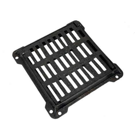 Einside – Grille en fonte ductile C250 – 30 x 30 cm – Cadre carré avec ailettes internes – Pour charges lourdes – Normes UNI EN124-1/2