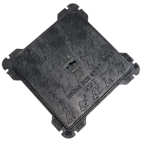 Einside – Plaque d'égout en fonte ductile B125 – 60 x 60 cm – Résistance 125 kN pour parkings et trottoirs – Cadre carré étanche