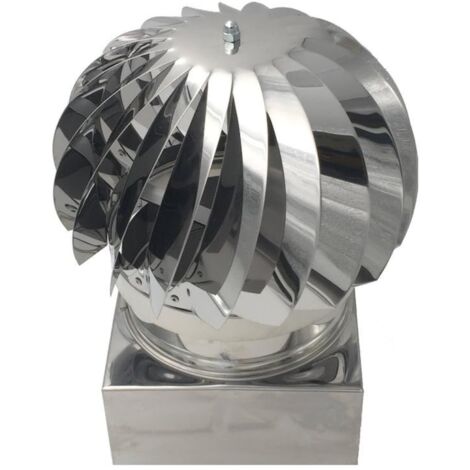 Extracteur de Fumées Rotatif Éolien en Acier Inoxydable AISI 304, Base Rectangulaire – 220 x 320 mm