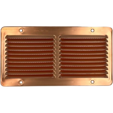 Grille d'Aération Rectangulaire en Cuivre avec Filet Anti Insectes – 15 x 28 cm