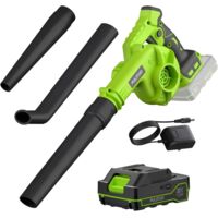 Soffiatore a Batteria, Soffiatore Elettrico 20V con 1 Batteria, 257 KM/H Soffiatore Foglie con 3 Modalità di Velocità, Leggero per Prato, Patio, Soffiare Foglie e Polvere