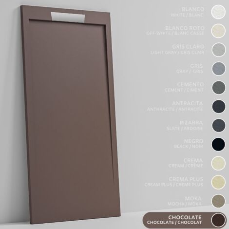 SOULBATH Duschwanne – Harz – Gelcoat – Glatte/Stein-Textur – SCHOKOLADE – Rutschfest- 180x80 Extra flach 3 cm – Elegantes Design (1/5)