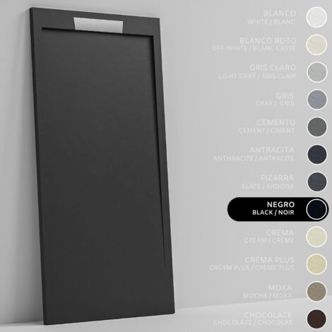 SOULBATH Duschwanne – Harz – Gelcoat – Glatte/Stein-Textur – SCHWARZ – Rutschfest- 150x90 Extra flach 3 cm – Elegantes Design (1/5)