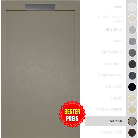 SOULBATH Duschwanne – Harz – Gelcoat – Glatte/Stein-Textur – MOKKA – Rutschfest- 160x80 Extra flach 3 cm – Elegantes Design (1/5)