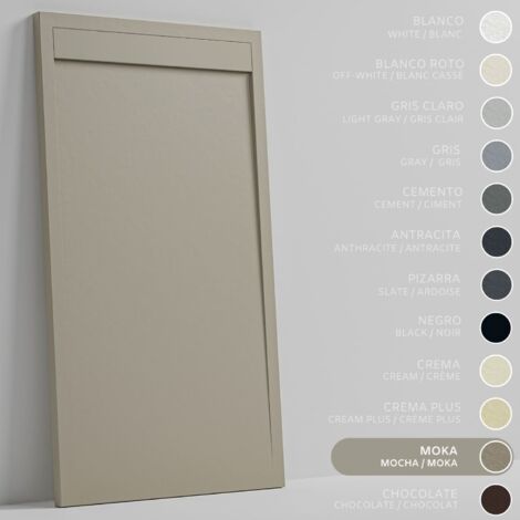 SOULHOME Duschwanne - Mineralguss & Gel Coat - Stein-Struktur - Rutschfest - Mokka - 120x80- Extraflach 3cm - Inklusive Ablassventil - Minimalistisches Design (1/5)