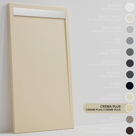SOULHOME Duschwanne - Mineralguss & Gel Coat - Stein-Struktur - Rutschfest - Intensive Creme - 120x80- Extraflach 3cm - Inklusive Ablassventil - Edelstahl-Ablaufgitter (1/5)
