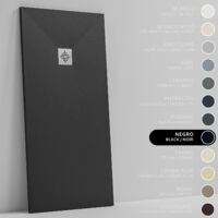 SOULBATH Duschwanne – Harz – Gelcoat – Glatte/Stein-Textur – Rutschfest – Farbe Schwarz - 130X70- Extra flach 3 cm. Standard
