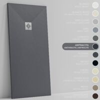SOULBATH Duschwanne – Harz – Gelcoat – Glatte/Stein-Textur – Rutschfest – Farbe Anthrazit - 130X75- Extra flach 3 cm. Standard