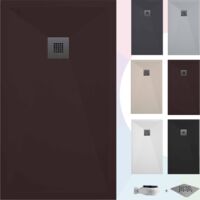 SOULBATH Duschwanne – Harz – Gelcoat – Glatte/Stein-Textur – Rutschfest – Farbe Schokolade - 80x80- Extra flach 3 cm. Standard