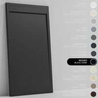 SOULBATH Duschwanne – Harz – Gelcoat – Glatte/Stein-Textur – Rutschfest – Farbe Schwarz -200X70 Extra plat 3Cm Minimalistisches Design