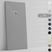SOULHOME Duschwanne - Mineralguss & Gel Coat - Stein-Struktur - Rutschfest - Grau - 210X70- Extraflach 3cm - Inklusive Ablassventil - Standard