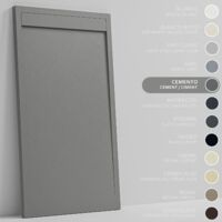 SOULHOME Duschwanne - Mineralguss & Gel Coat - Stein-Struktur - Rutschfest - Zementgrau - 130x90- Extraflach 3cm - Inklusive Ablassventil - Minimalistisches Design