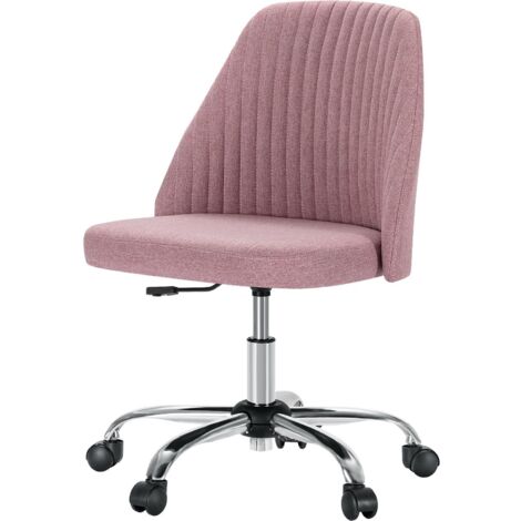 Chaise de bureau pivotante réglable sans accoudoirs en tissu rose (1/5)