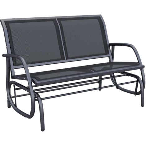 Banc de jardin à bascule double, noir,120x70x88cm (1/5)