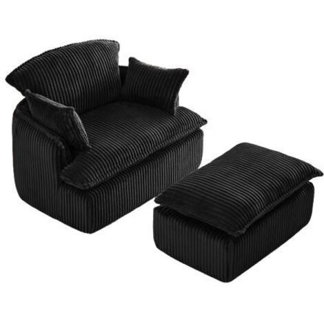 Fauteuil enfant pliable en velours côtelé noir – Confort moderne – Idéal pour salons et chambres – Dimensions compactes pour petits espaces