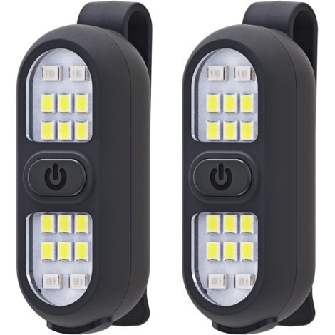 2 lampes de pied rechargeables à pince de 450 lumens pour coureurs, camping, randonnée, jogging, marche, camping, trekking, lampe de travail, lampe de poche, lampe clignotante à LED. (1/5)