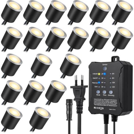 20pcs Dimmable Spot Terrasse Exterieur Encastrable avec Capteur