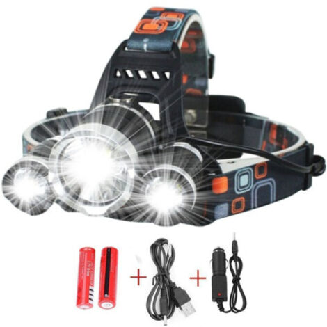 Lampe frontale rechargeable Buluka, 8 000 lumens, lampe torche LED ultra-étanche et légère, voyant rouge, 4 modes d'éclairage, zoom et réglage à 90 degrés, idéale pour le sport, le camping et la pêche (1/5)