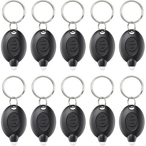 Lot de 10 porte-clés LED - Mini porte-clés LED - 12 lumens - Portable - Super lumineux - Alimenté par batterie - Boîtier noir [Classe énergétique A] (1/5)
