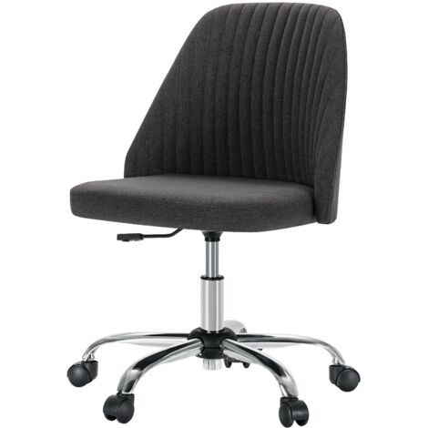 Chaise de bureau pivotante réglable sans accoudoirs en tissu noir (1/5)